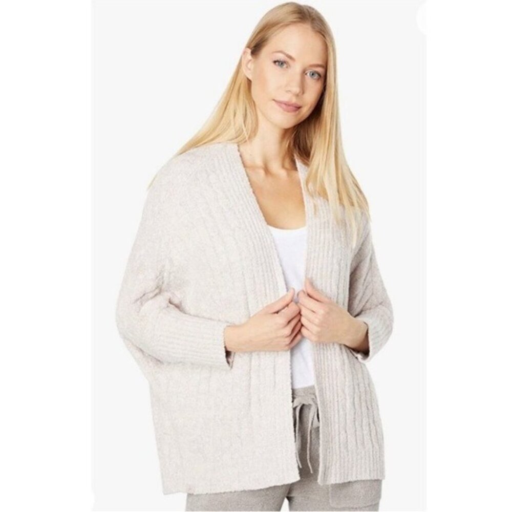 Barefoot Dreams Cozychic Lite Ribbed Cardigan Sweater in White